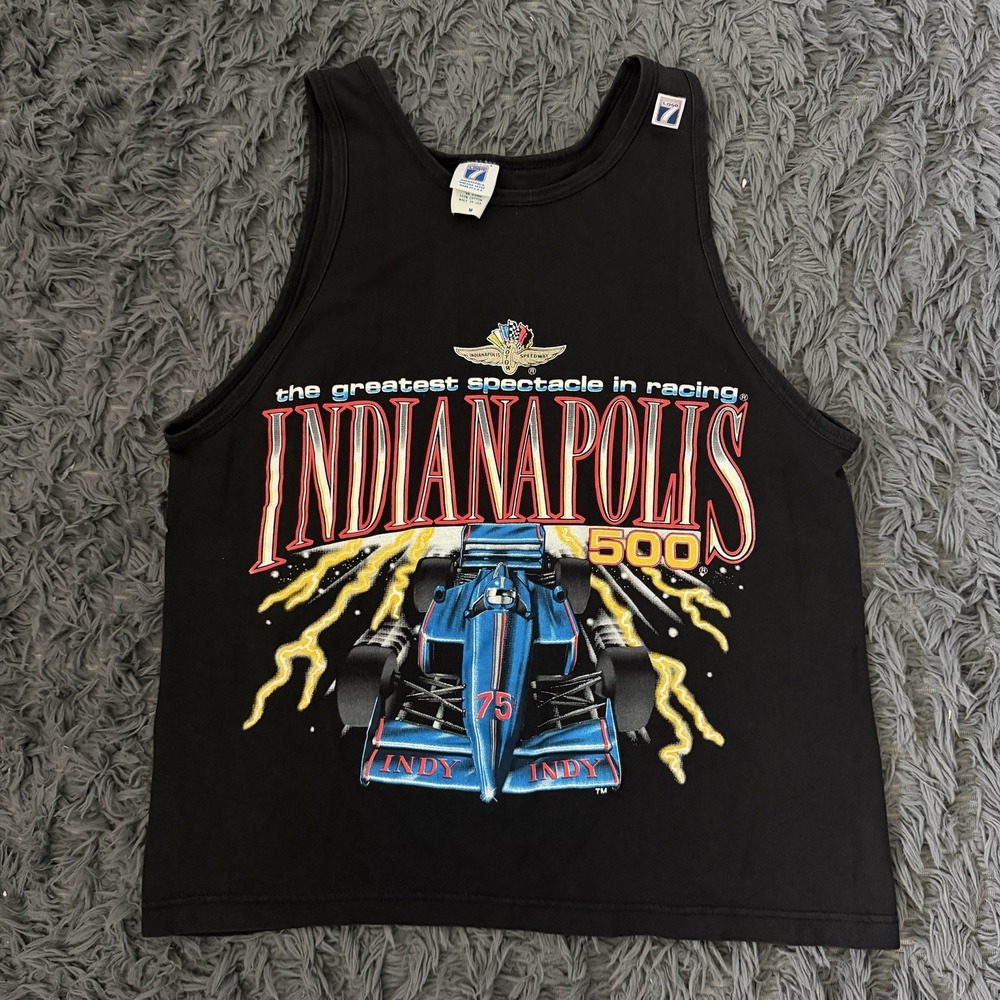 Vintage Indianapolis 500 Racing Tank Top Size Medium USA Logo 7 90s